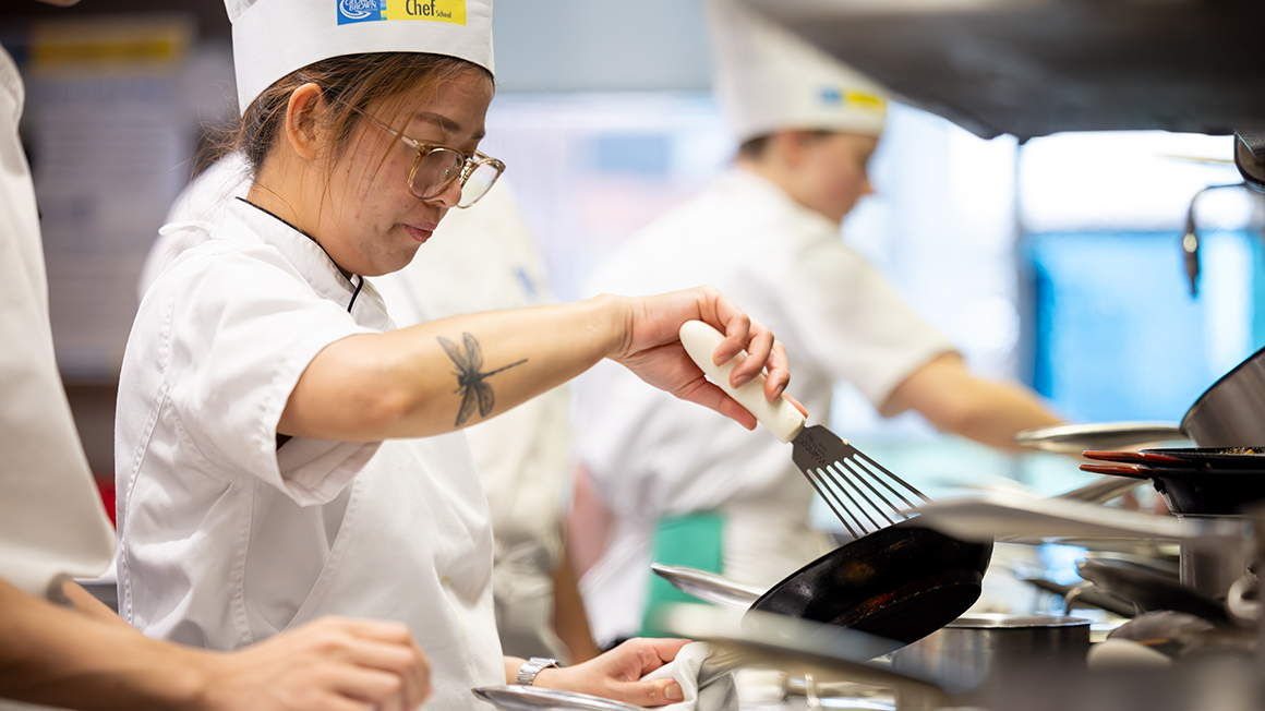 A110 Culinary students working in the kitchen