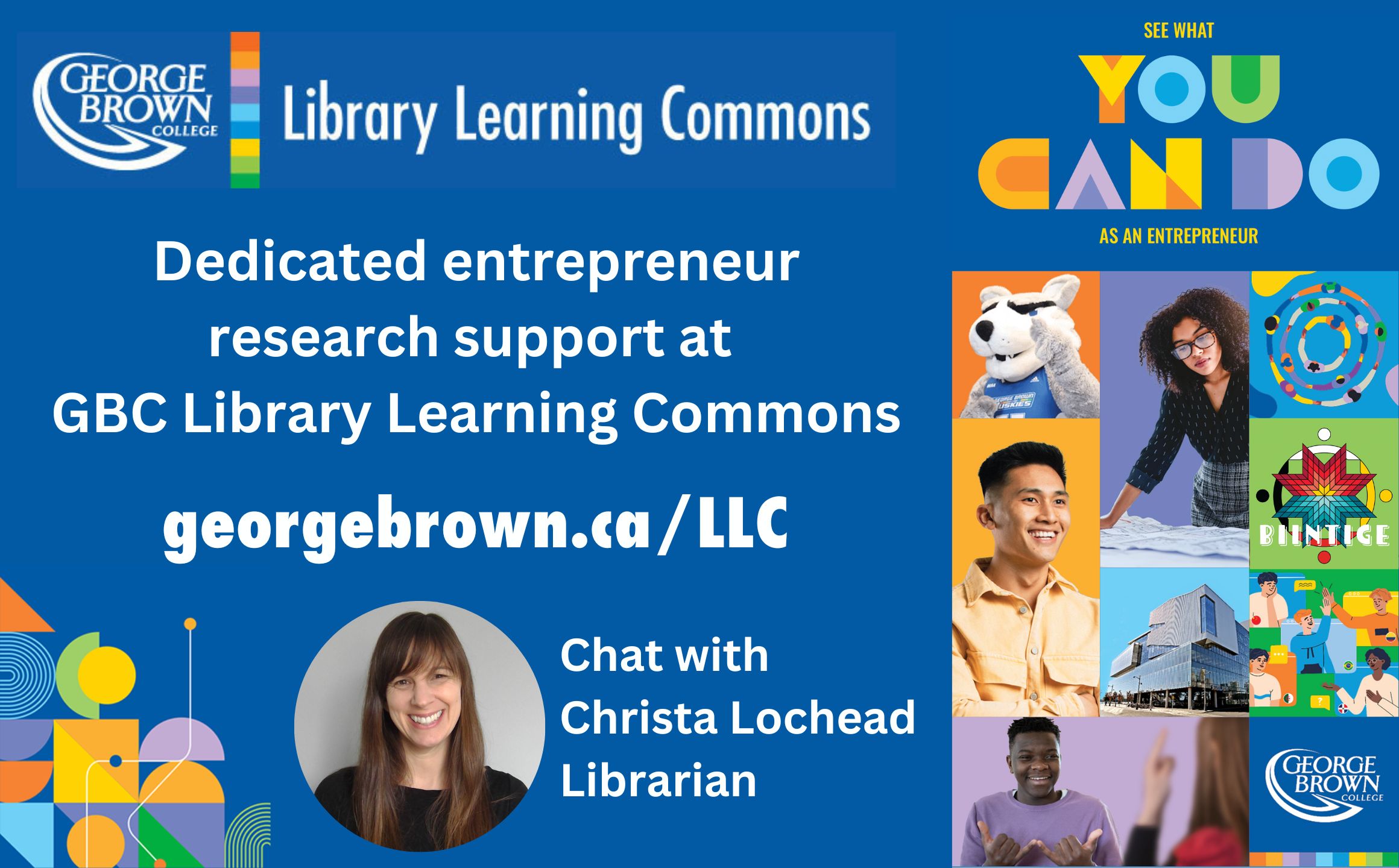 Image to promote GBC Library learning Commons dedicated support for entrepreneurs