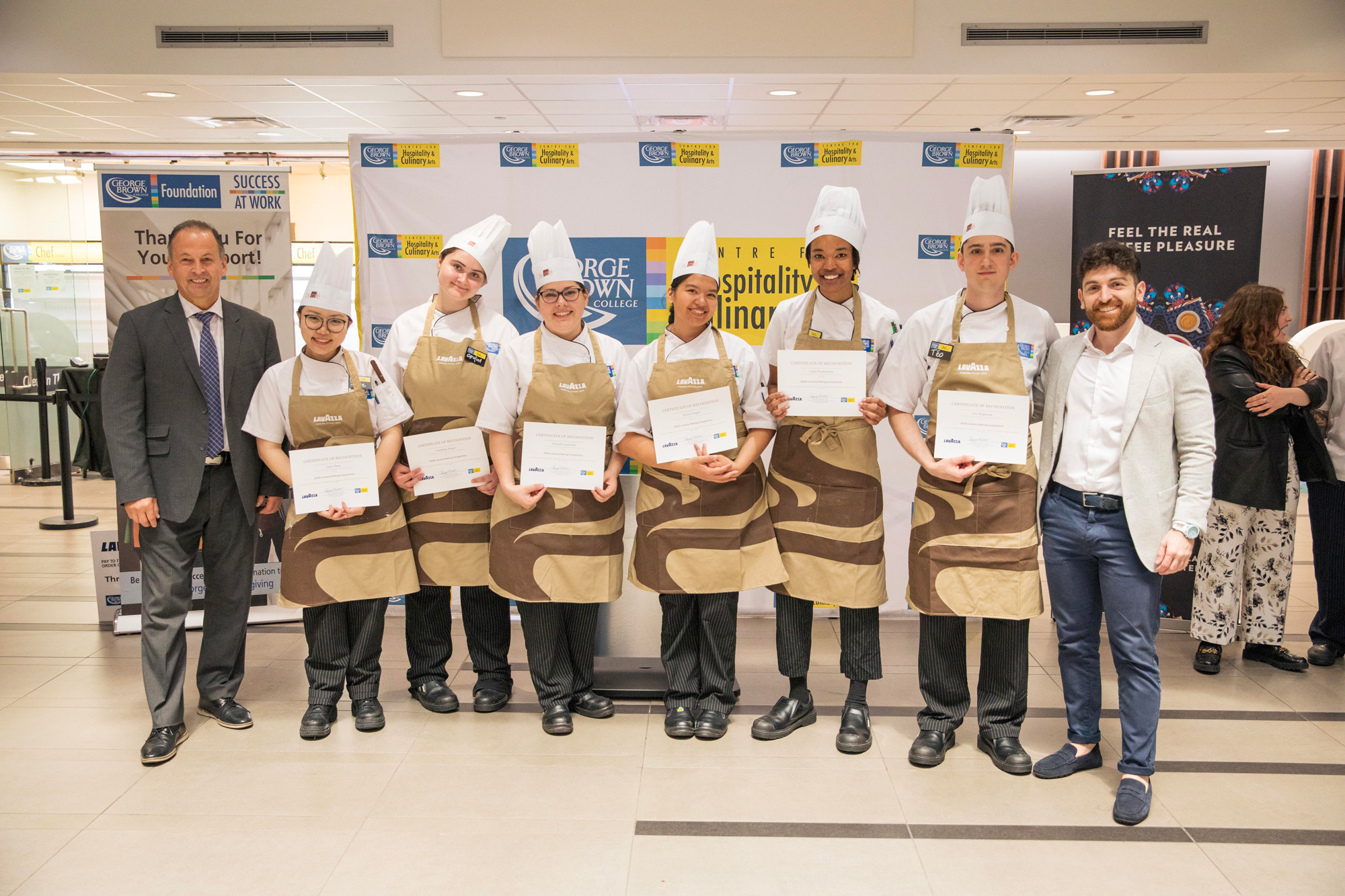 Chef School student competitors pose with their tuition prizes at the Lavazza partnership launch