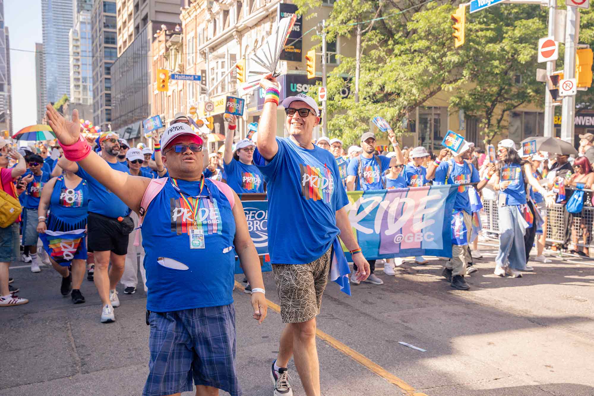 Michael Herrera leading GBC Pride parade contingent