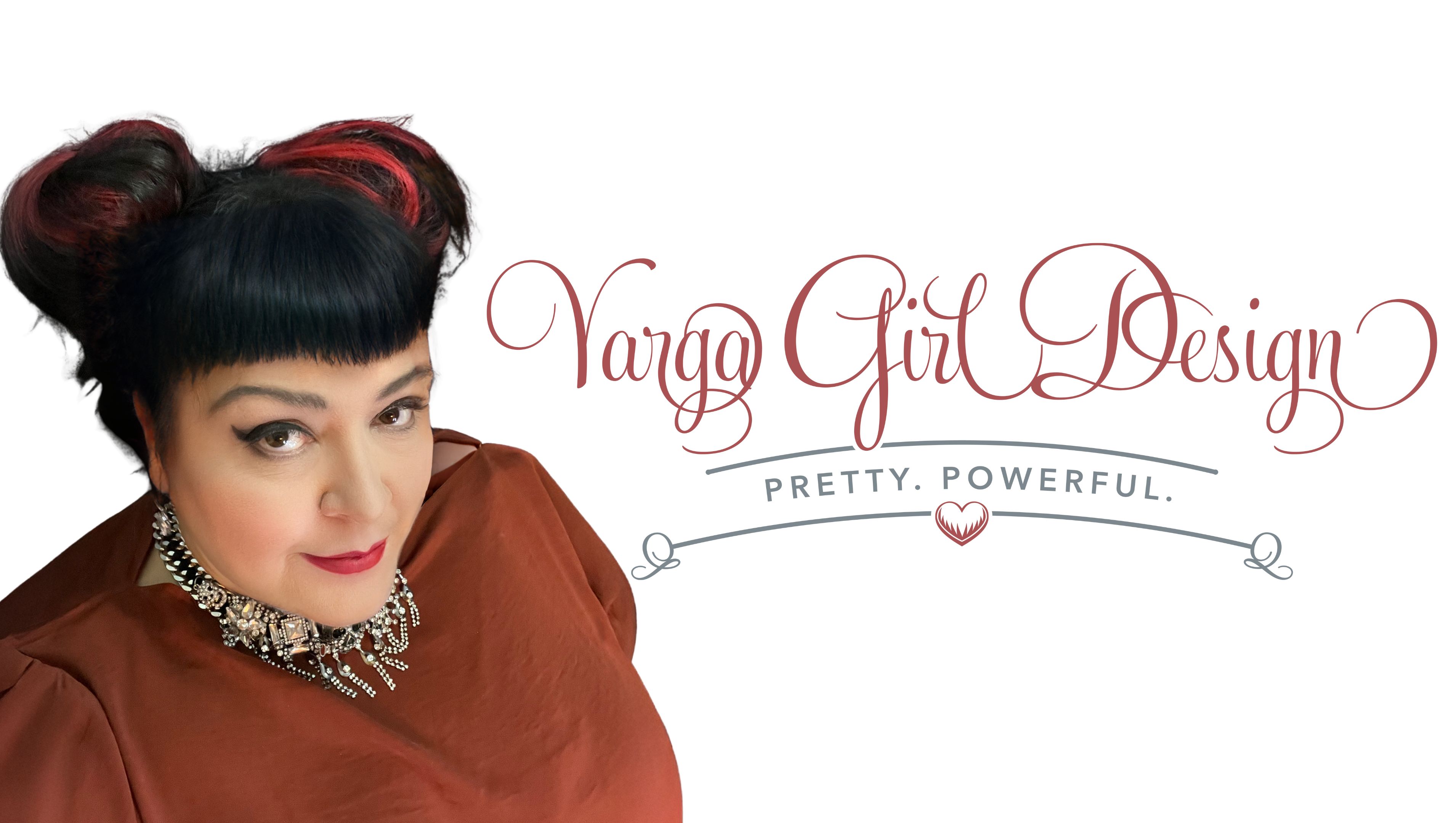 Bio picture of Rachel Ott and Varga Girl Design logo