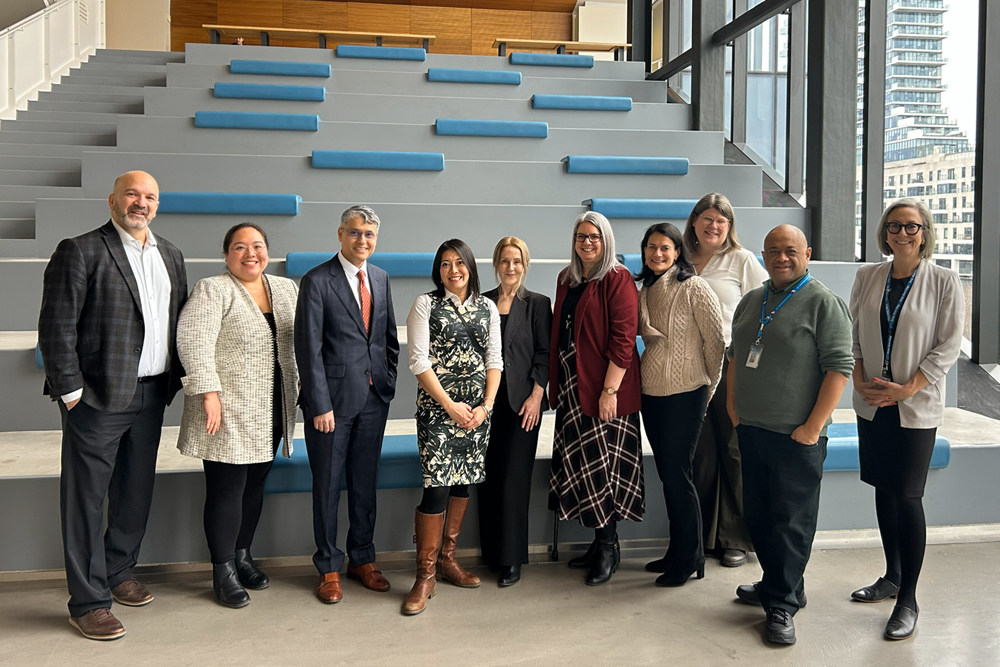 Group photo of MP Chi Nguyen and George Brown leadership as she visits the Waterfront campus