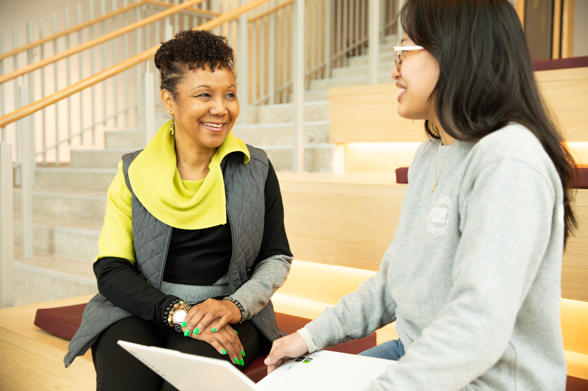 Andrea Bryan chats with an architecture student