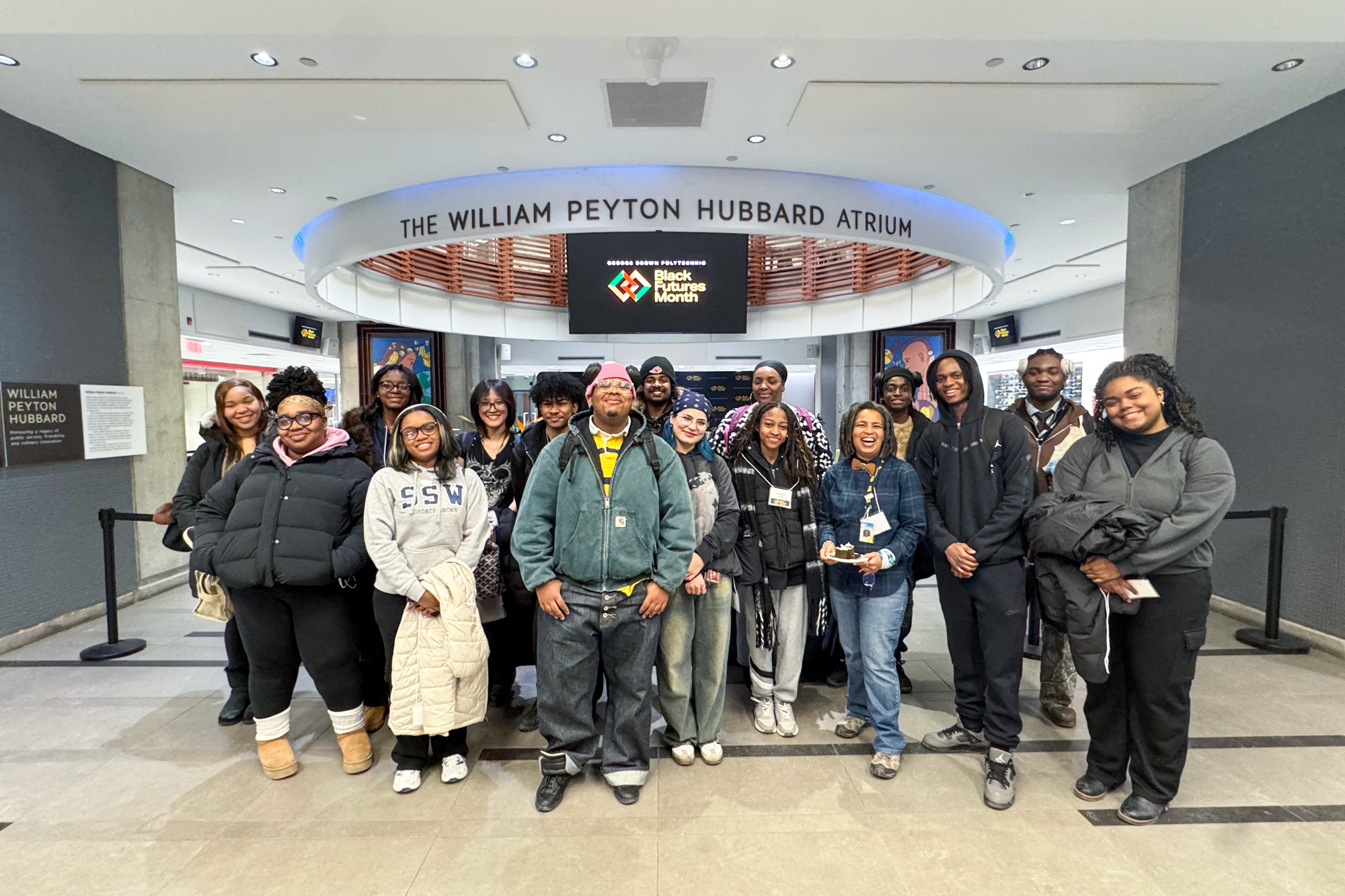 A class visits the newly christened William Peyton Hubbard atrium