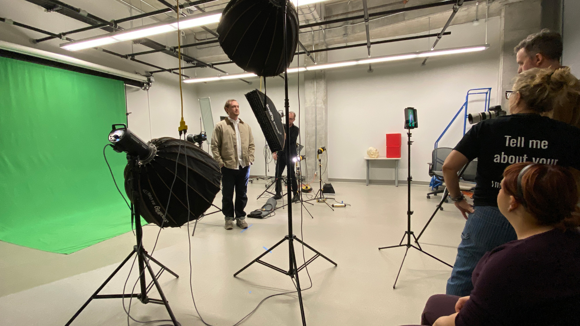 A behind the scenes look at a student posing for the new OWN campaign images