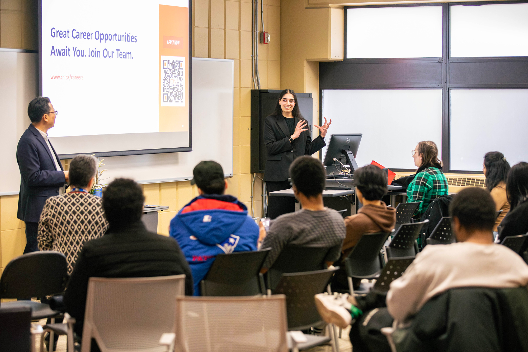 A guest speaker presents to students at Career Connect Day