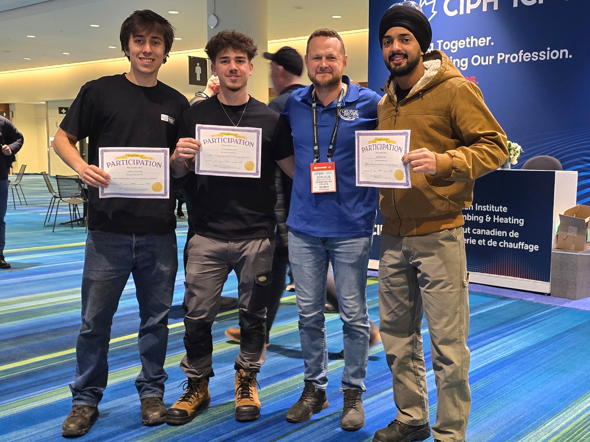 Skilled Trades students show off their certificates at the CMPX competition