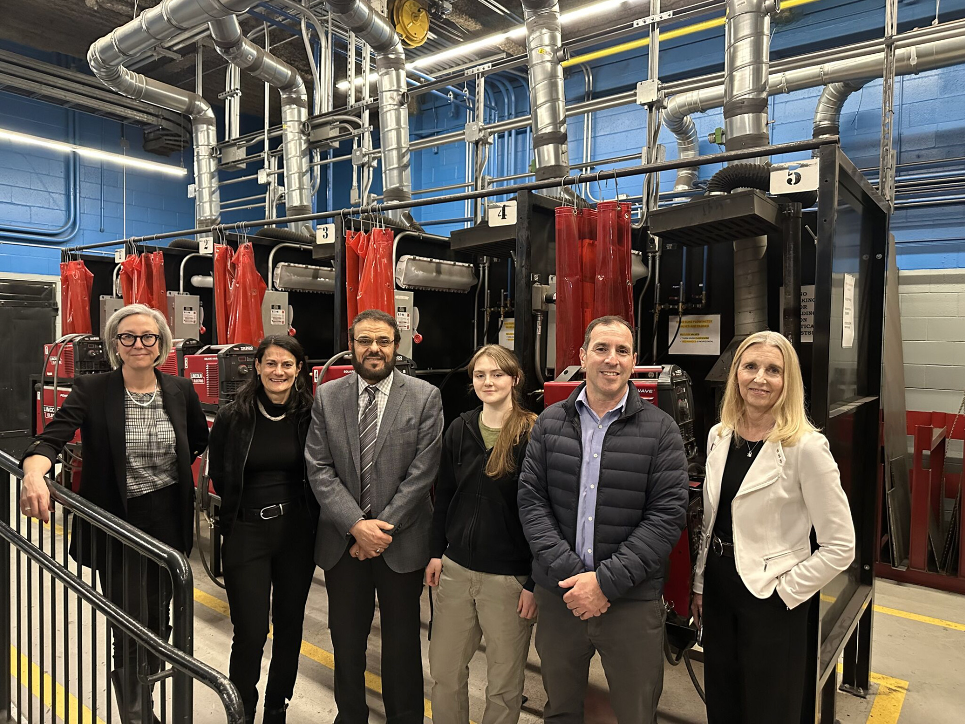 City Councillor, Josh Matlow, tours the welding lab at the Casa Loma Campus