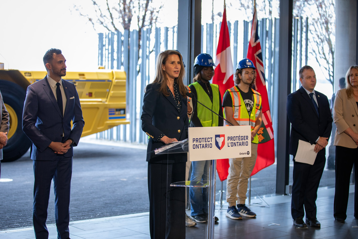 Minister Caroline Mulroney speaks at the Minister Lecce press conference