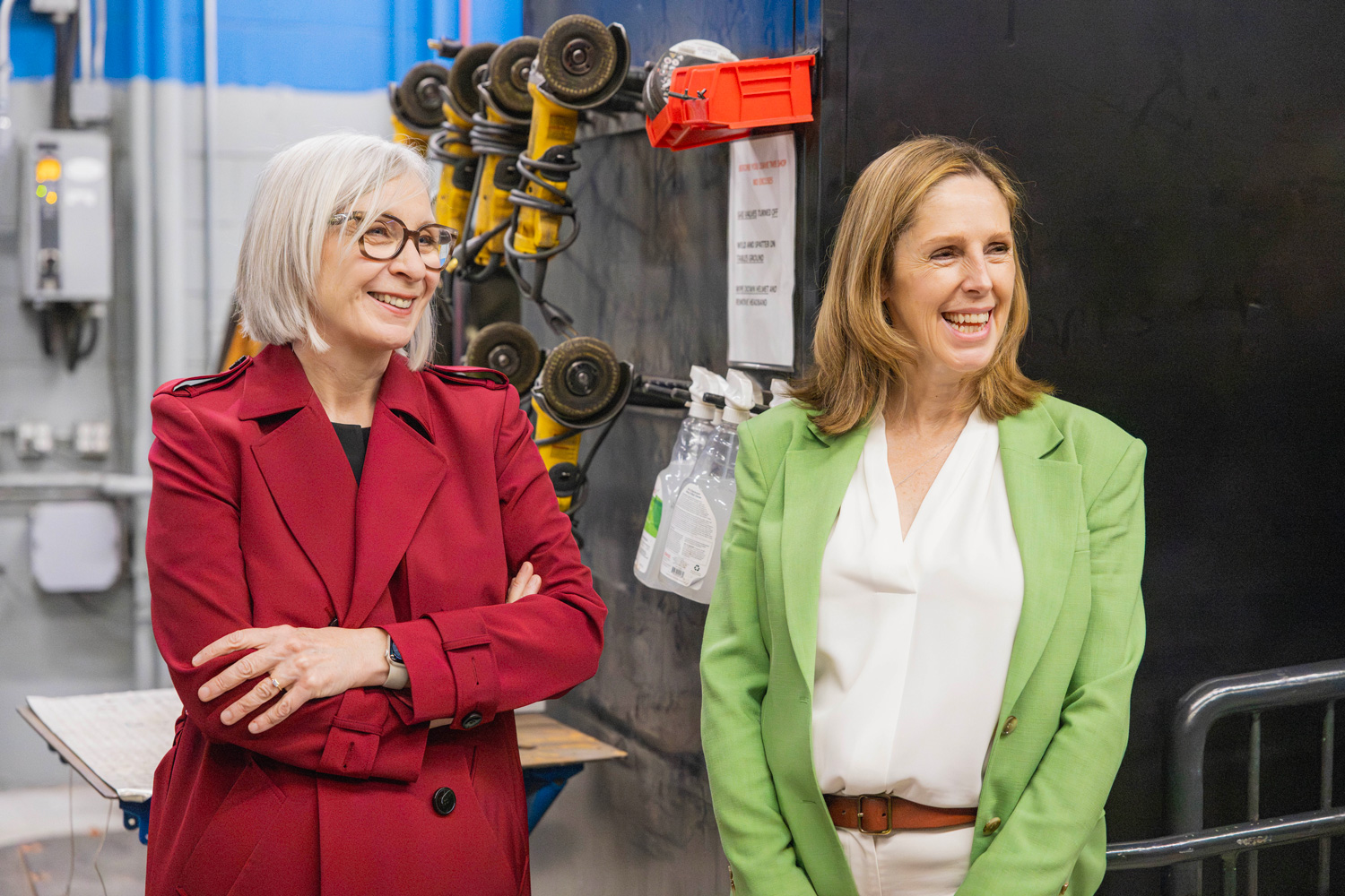 Minister Hajdu tours the welding lab at Casa Loma Campus