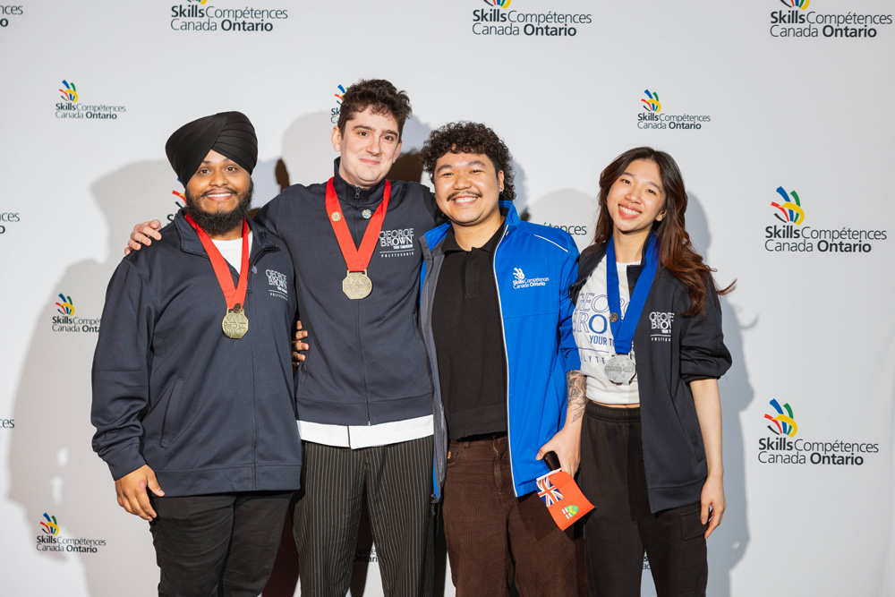 George Brown students wear their medals at the Skills Ontario medal ceremony