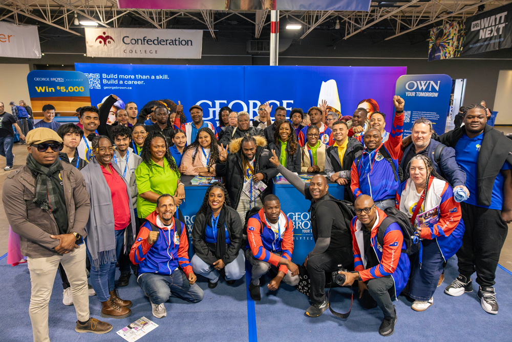 University of the Caiman Islands visits the George Brown booth at Skills Ontario