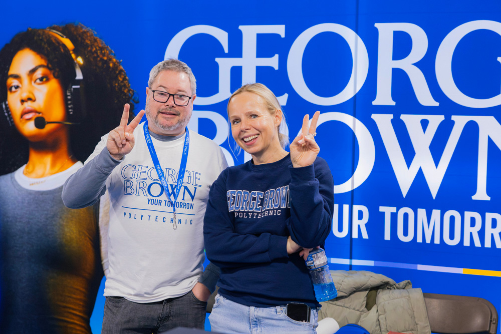 George Brown staff welcome students to the Skills Ontario Booth