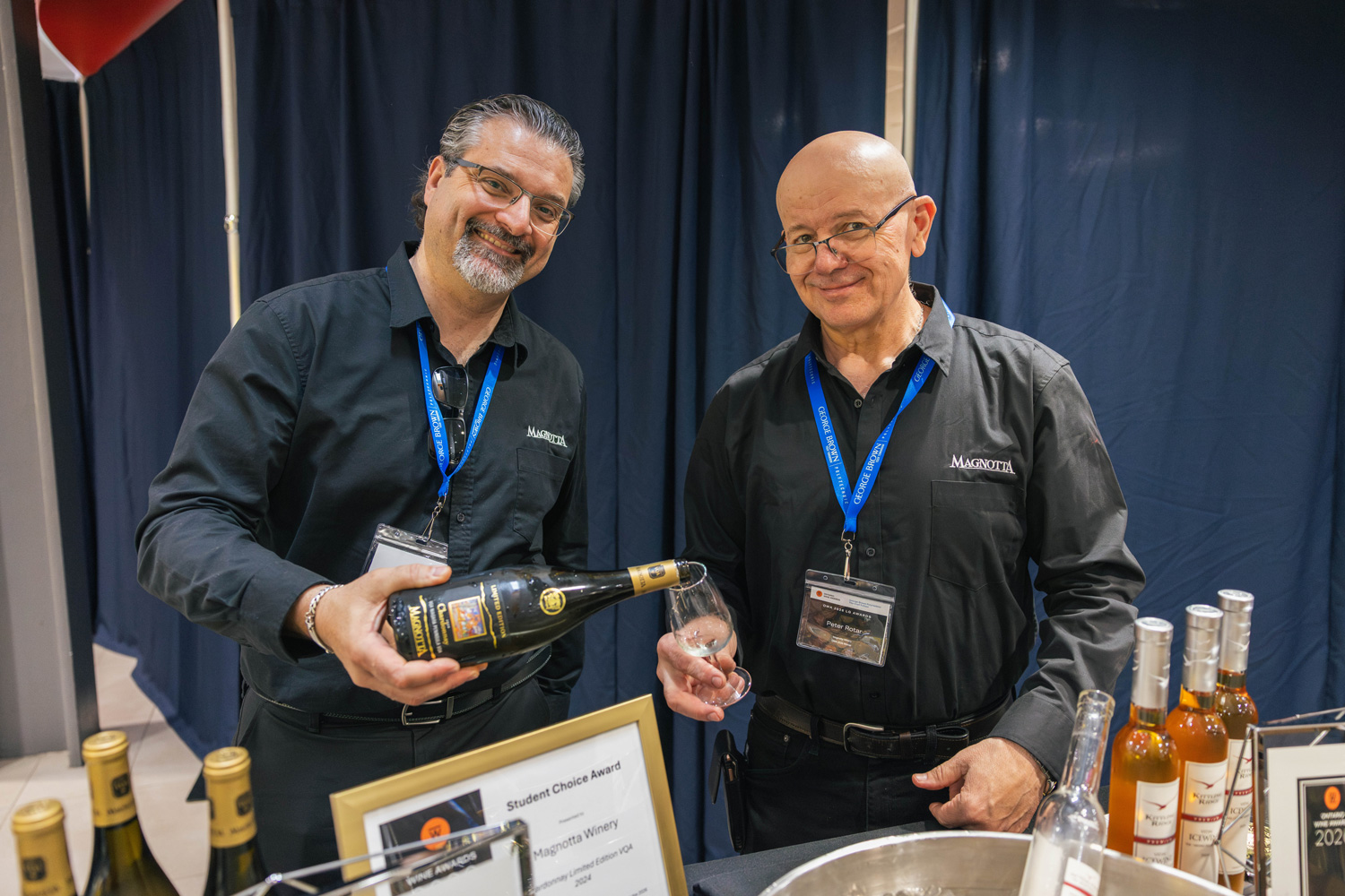 Magnotta Wines offers guests a sample of their winning wine at the Onatrio Wine Awards.