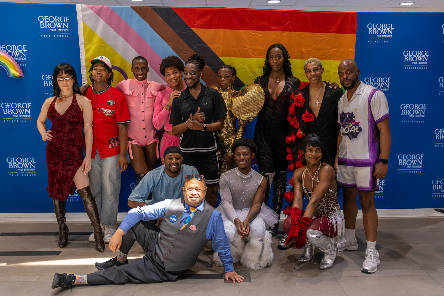The Toronto Kiki Ballroom performs at the Pride kickoff events and poses for a group photo.