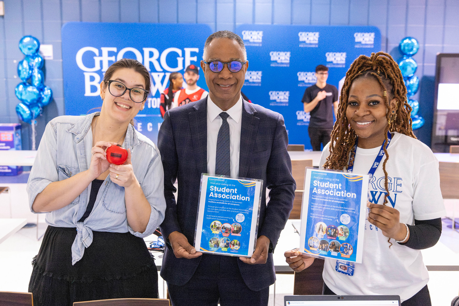 Gervan Fearon and students at the Spring Open House 2026.
