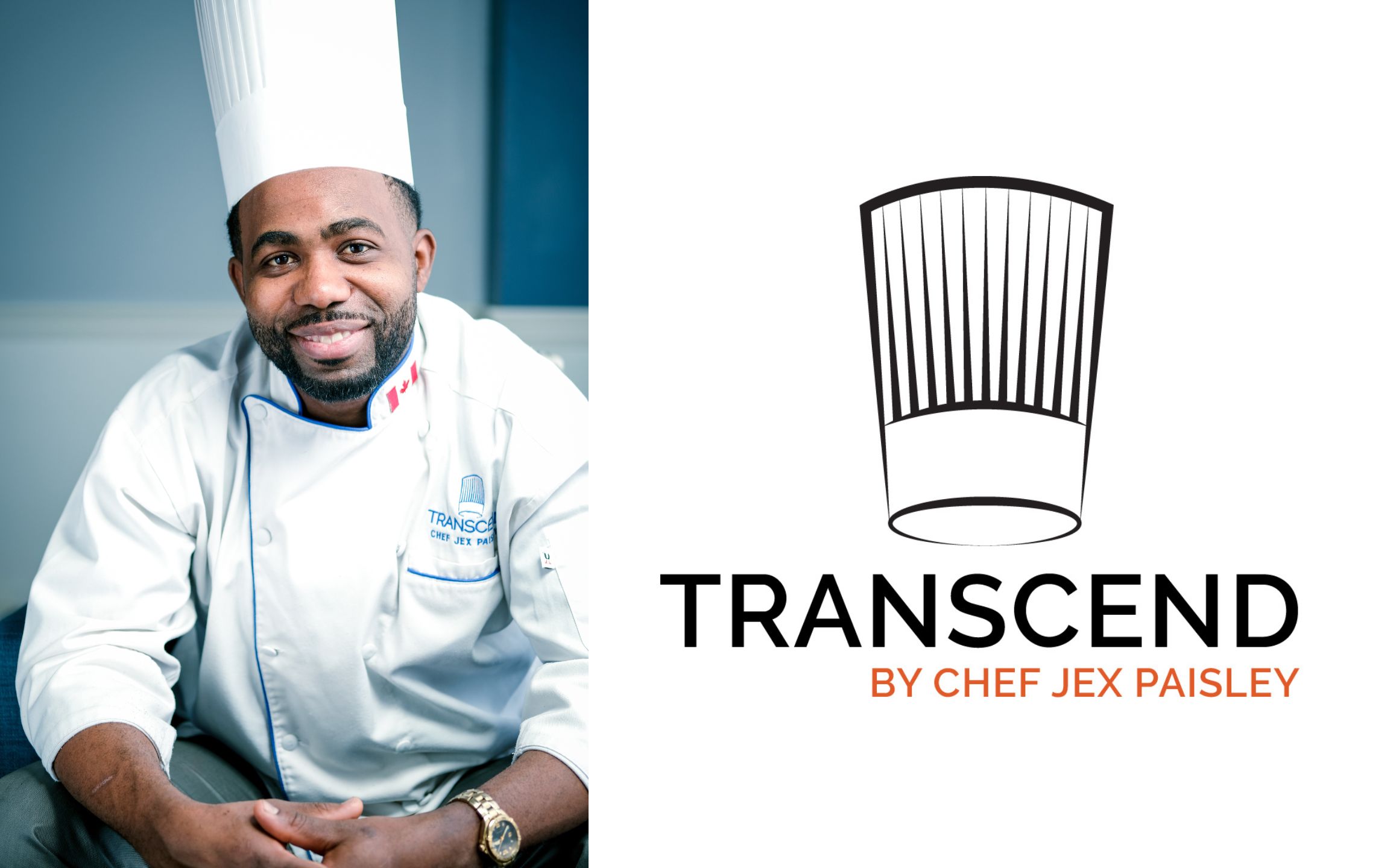 Image to promote Chef Jex Paisley, Founder and Executive Chef of Transcend by Jex Catering and company logo