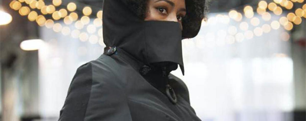 Woman wearing black adaptive jacket 