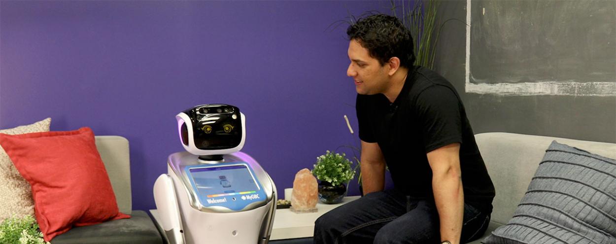 Georgie robot with person