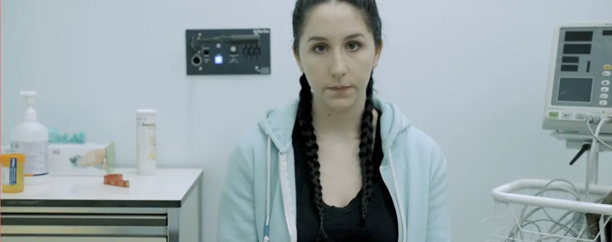 woman in health care simulation video