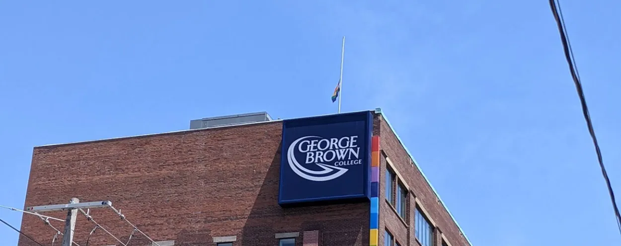 St James Campus flag at half-mast, May 31, 2021