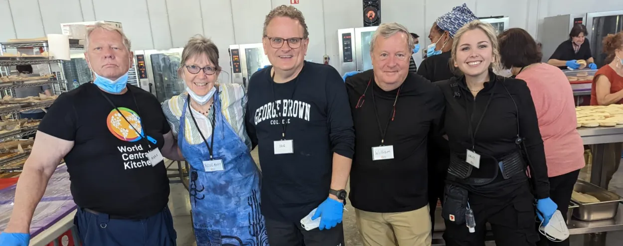 GBC grad Joe Sarnovsky with fellow WCK volunteers