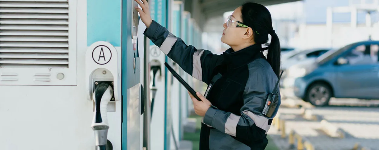 EV Technician at a charging station