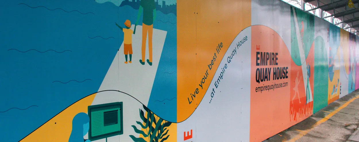 Student-designed hoarding for Empire Quay House development