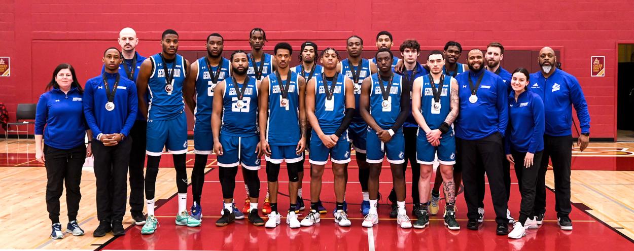 Group shot of the men's basketball team, 2024 CCAA silver medalists
