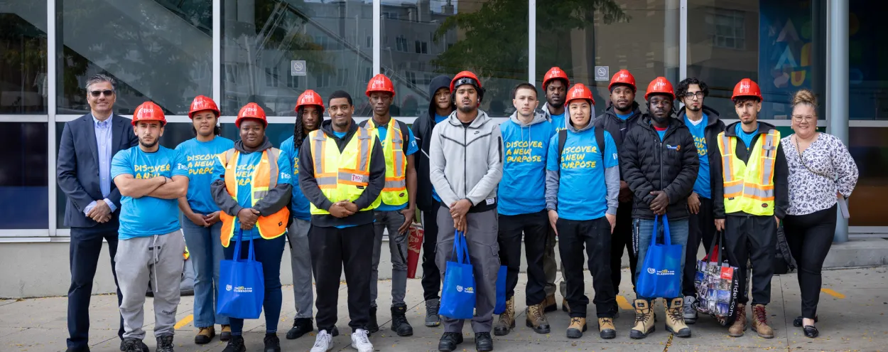 BOLT Day of Discovery participants pose for a group photo outside of the Casa Loma campus
