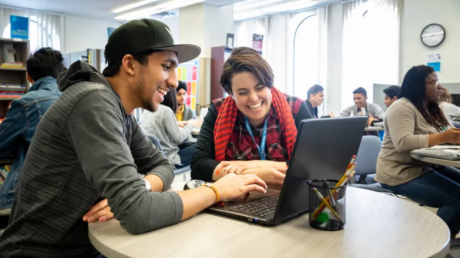 A student and a tutor working together