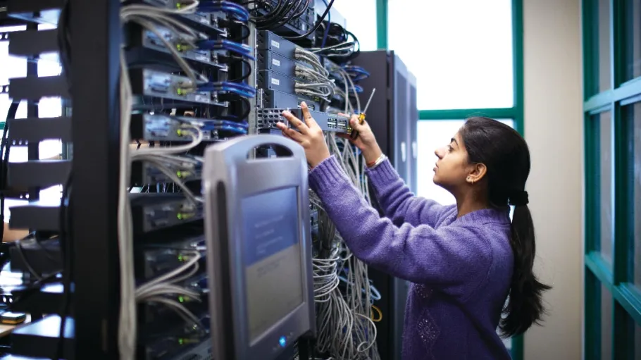 Computer technologies student in work placement.