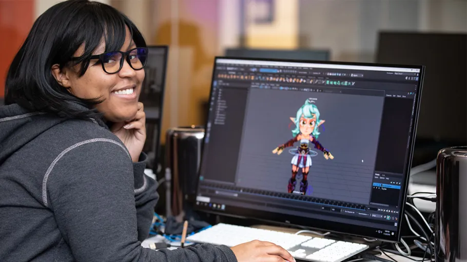 game design student at computer
