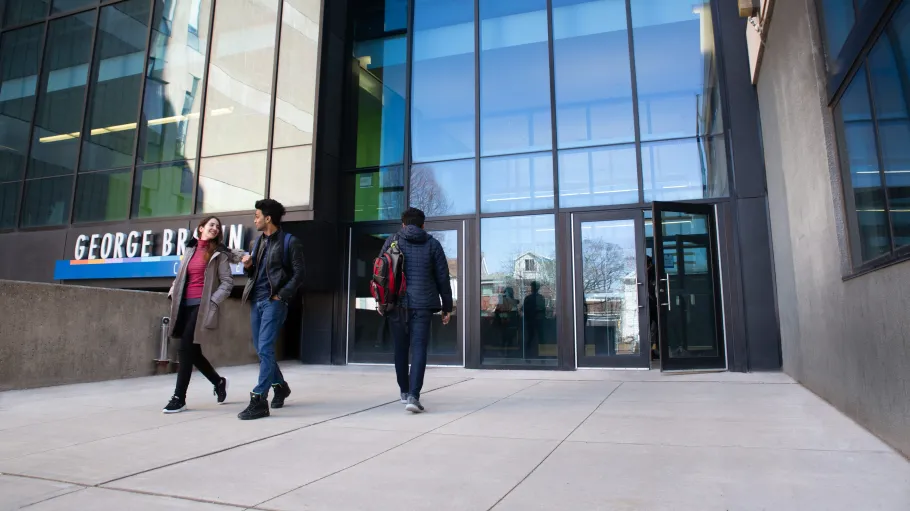 Students in front of Casa Loma campus entrance