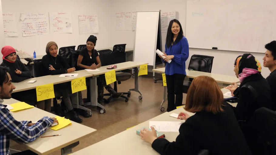 A group of ESL students in a classroom