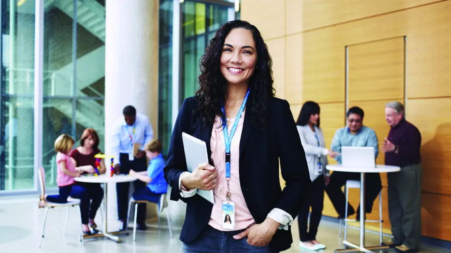 Instructor with people in background