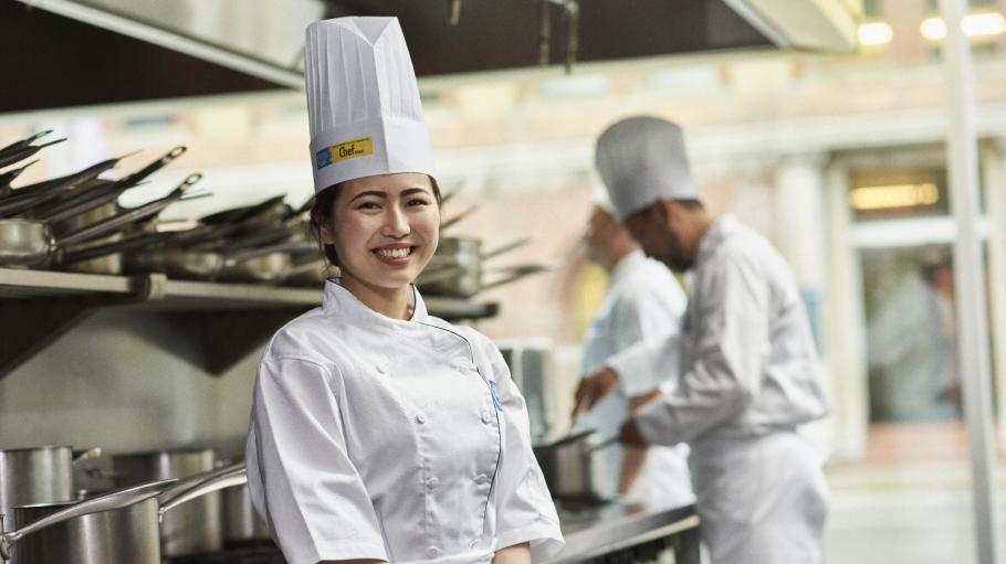 Photo of an international student in the culinary management program