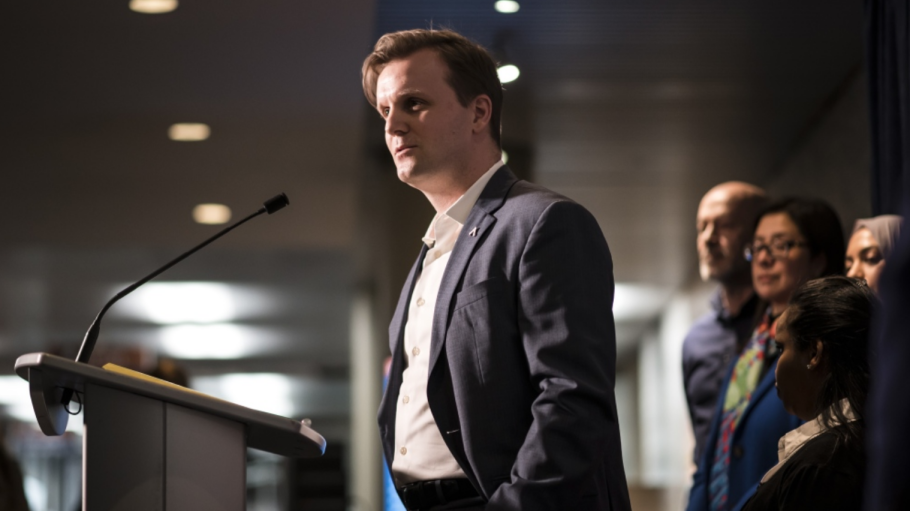 Board of Health Chair and Councillor Joe Cressy makes remarks about public health at city hall in Toronto, on Wednesday, April 24, 2019