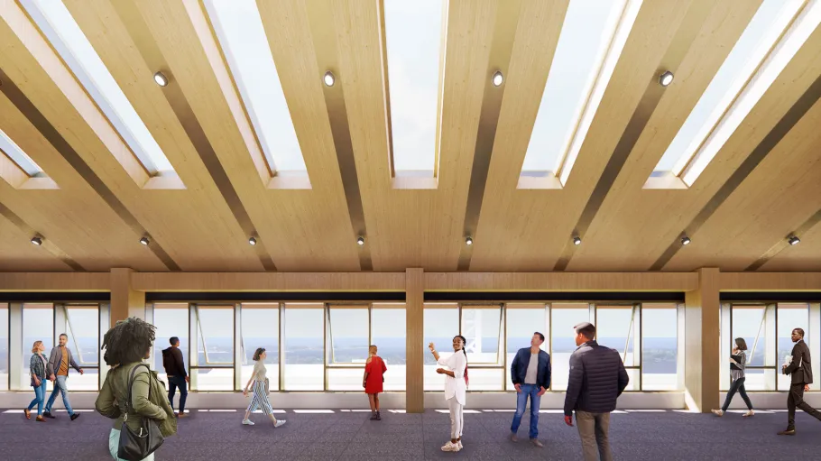 Limberlost interior tall wood ceilings