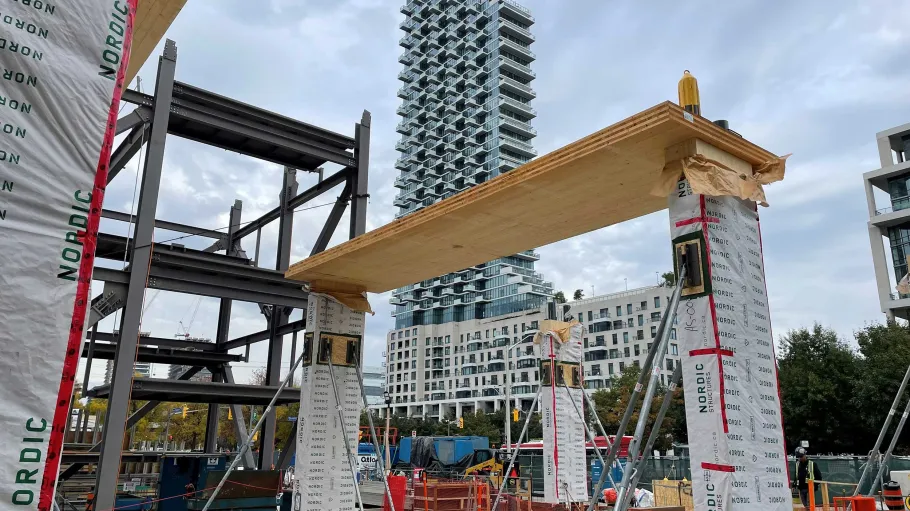 Slab bands installation at Limberlost Place, October 2022