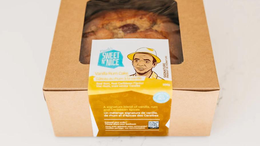 A box of Neale's Sweet and Nice Rum Cake
