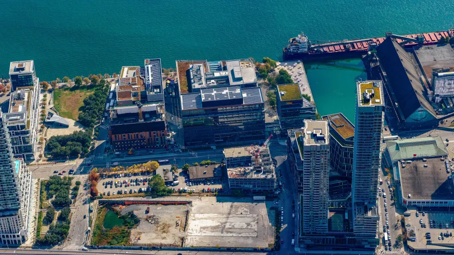 An aerial image of Waterfront Campus