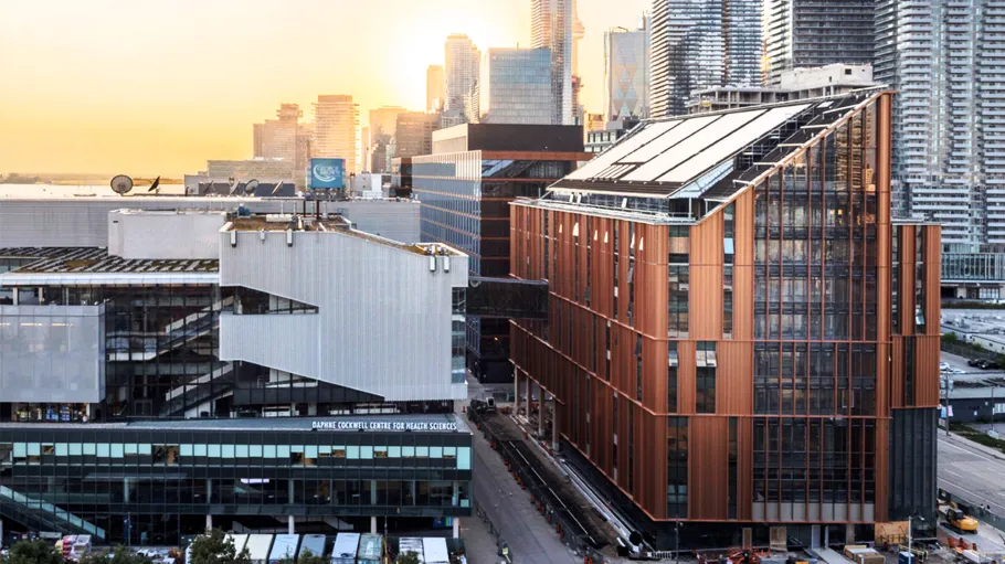 Aerial view of Limberlost Place and the Sally Horsfall Eaton Centre for Health Sciences