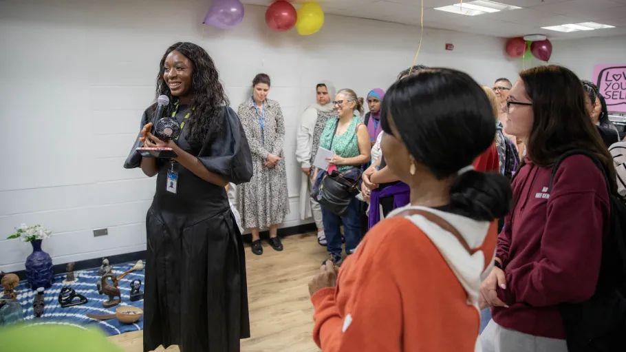 Employees and students participate in an activity at the Black Futures Initiatives Gathering Space