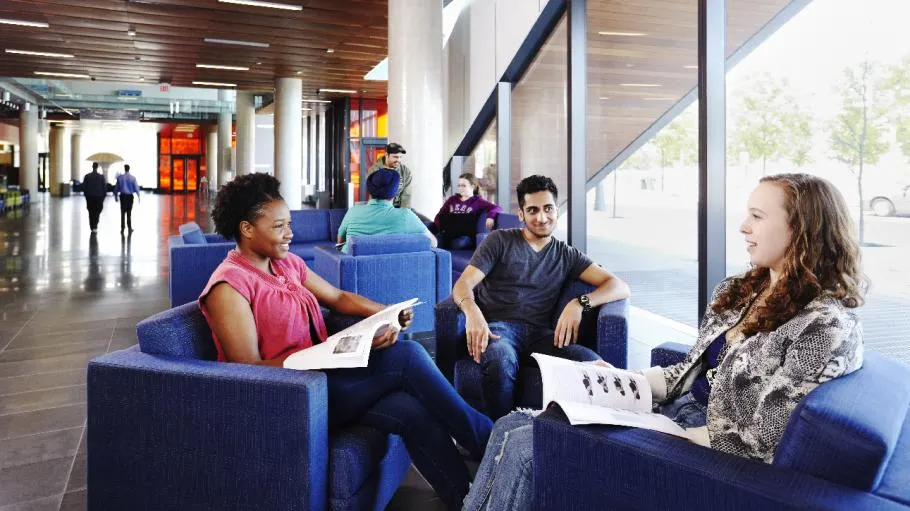 Students sitting in comfortable chairs