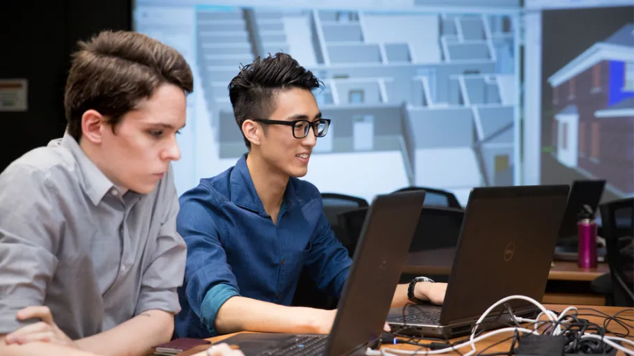 students in a lab ob laptops