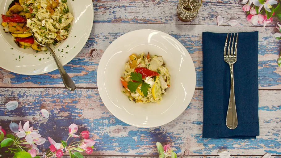 Plate of food with table setting