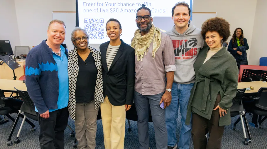 Actors from the Roseneath Theatre pose for a photo following a performance of Tough Case for the 2026 Social Justice Conference.