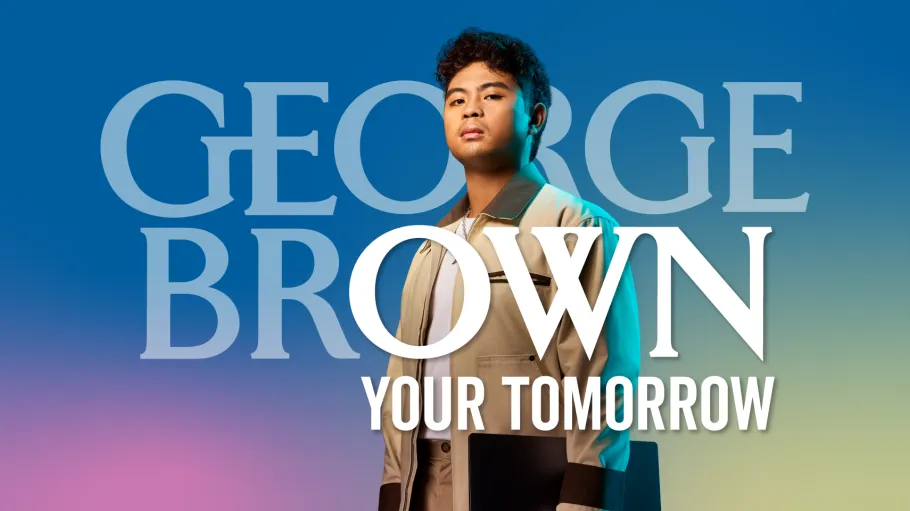Student image with George BrOWN Your Tomorrow graphic