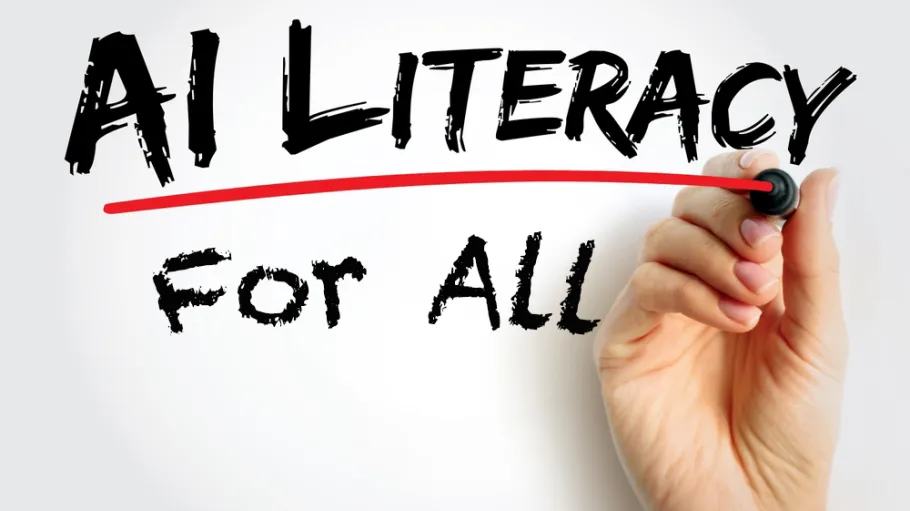AI Literacy for All text with a hand written